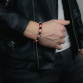 Men's Bracelet for Resilience, Joy & Protection: Onyx Matte, Chalcedony, Hematite & Silver Steel